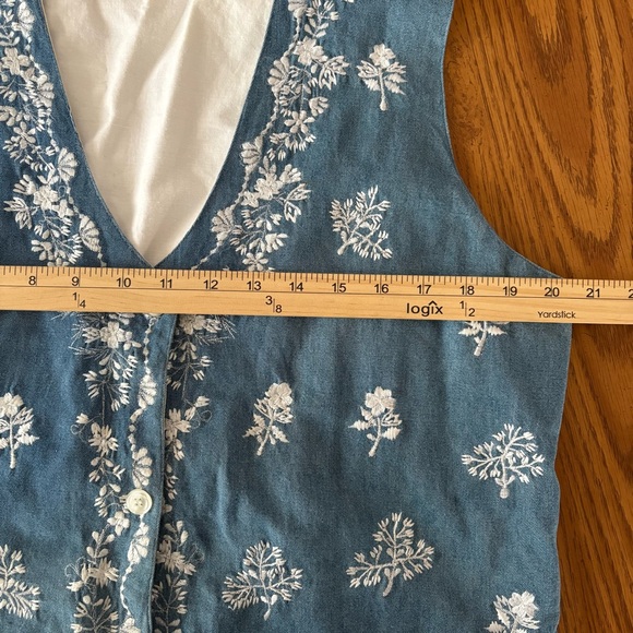 Vintage Agapo Denim Vest Embroidered Women’s Large Button Up Cottagecore 90s - Picture 6 of 10